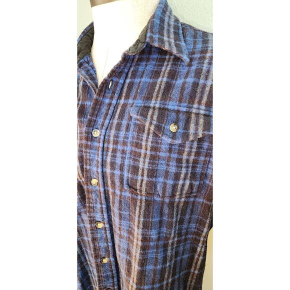 Pendleton Men's Blue Plaid 100% Virgin Wool Button Up Shirt Size XL Long - Picture 5 of 6